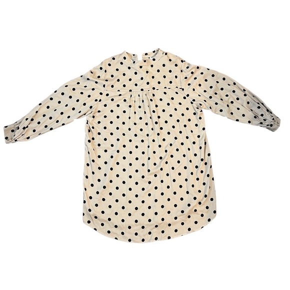 H&m Short Balloon-Sleeved Tunic Dress Beige And Black Dotted Size Medium NWT - Picture 6 of 12